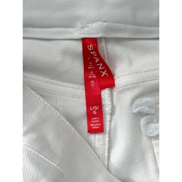 Spanx White Wide-Leg Cropped Pants Womens Cotton Blend Pull-On Size L - Picture 4 of 10